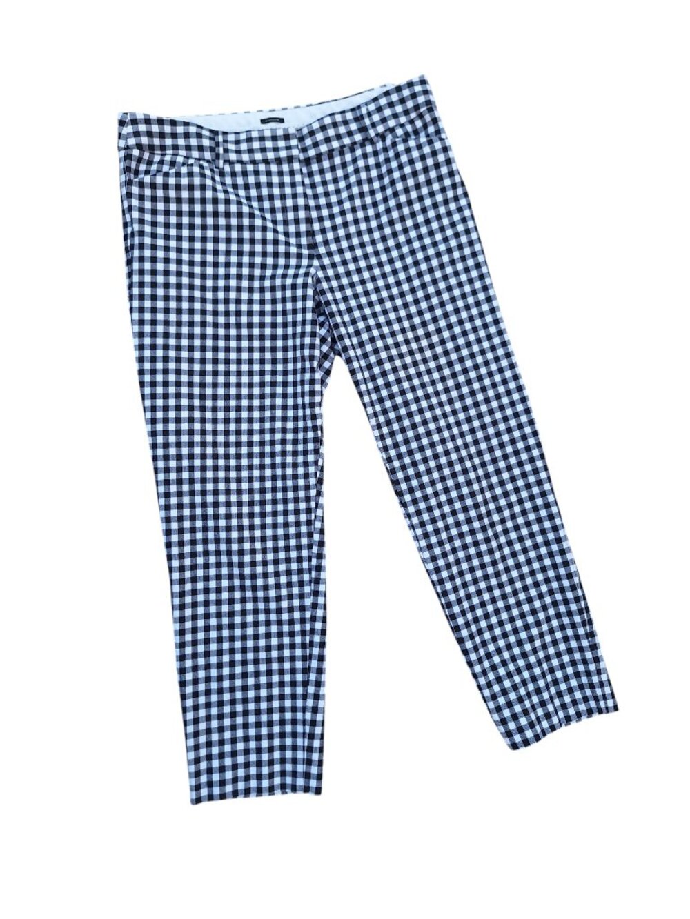 Talbots Hampshire Ankle Pants Black White Gingham Plaid Sz 12